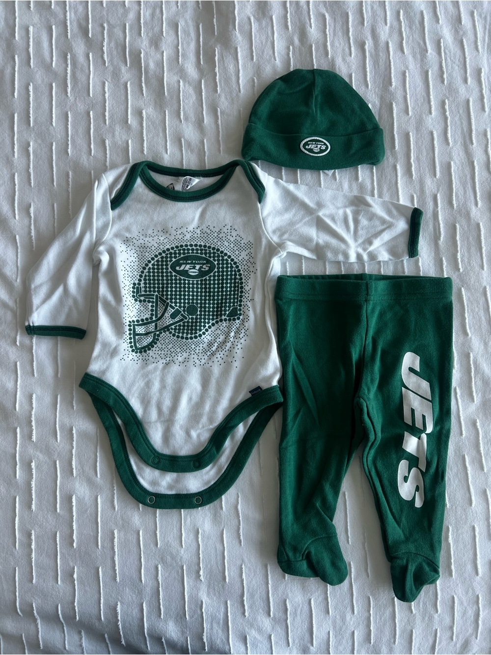 NFL Baby One-Piece Set in Green and White with Jets Logo